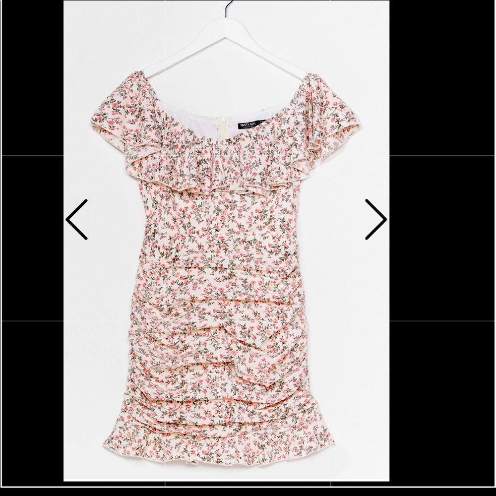Ruched Floral Fitted Mini Dress